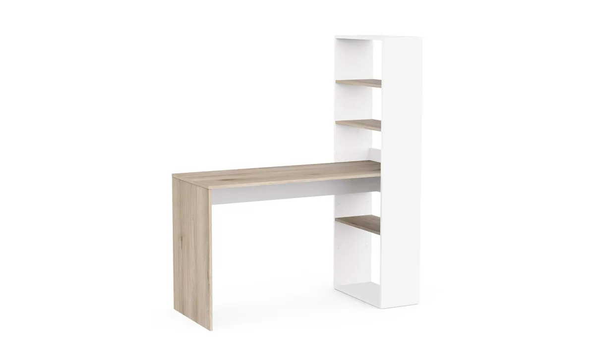 Ease radni sto 4 police 123,1x52,6x145 cm kronberg hrast/mat beli