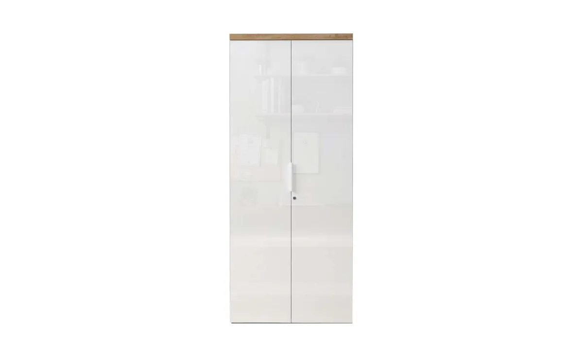 Easy ormar 2 vrata 80x34x192 cm beli v.sjaj/hrast cadiz