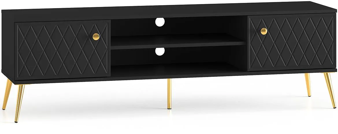 Eljot 07 TV ormaric, 2 vrata + 2 police, 160x40x49 cm crni