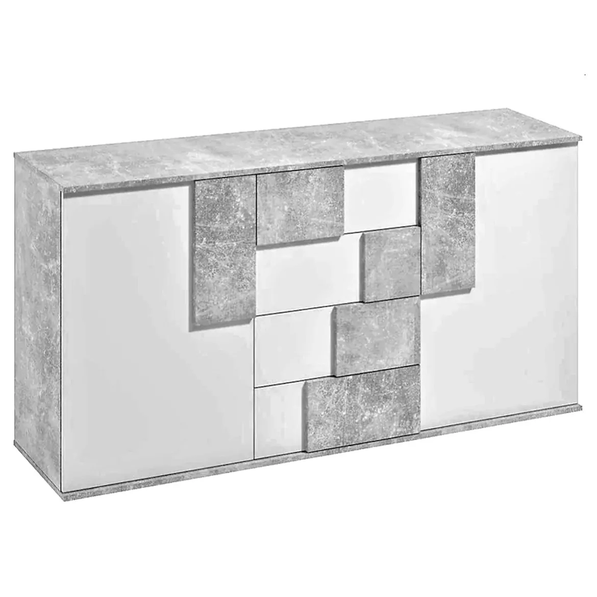 Elstra II komoda 2 vrata + 4 fioke 181x45x87 beton/bela