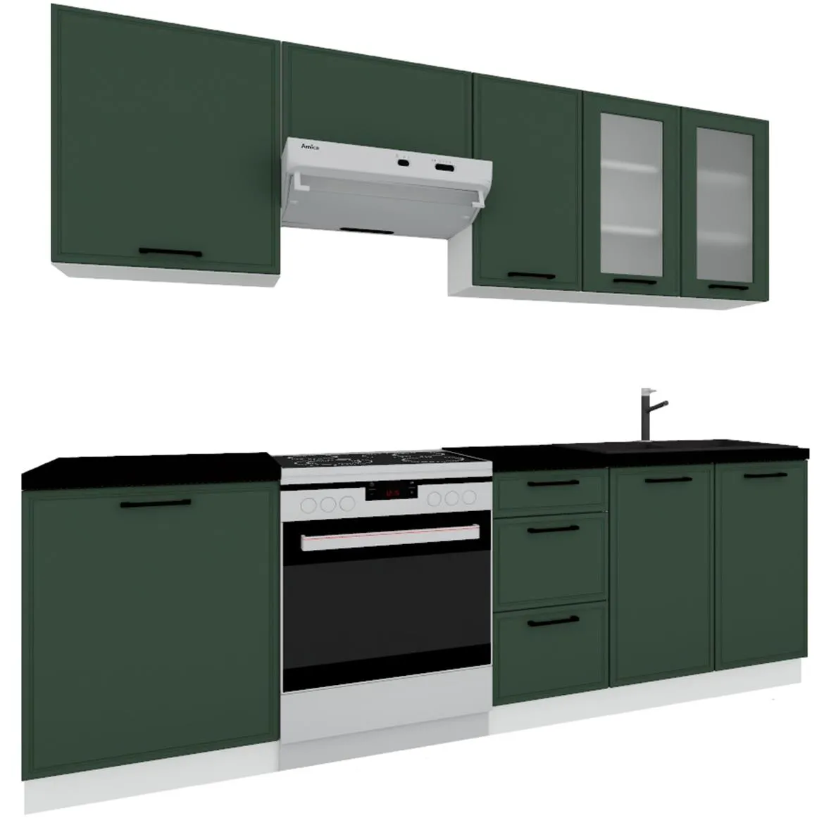 Emily 180/240 blok kuhinja 240x52,4x200 cm zelena
