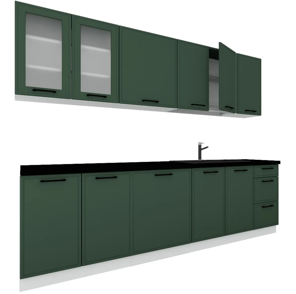 Emily 260 blok kuhinja 260x52,4x200 cm zelena