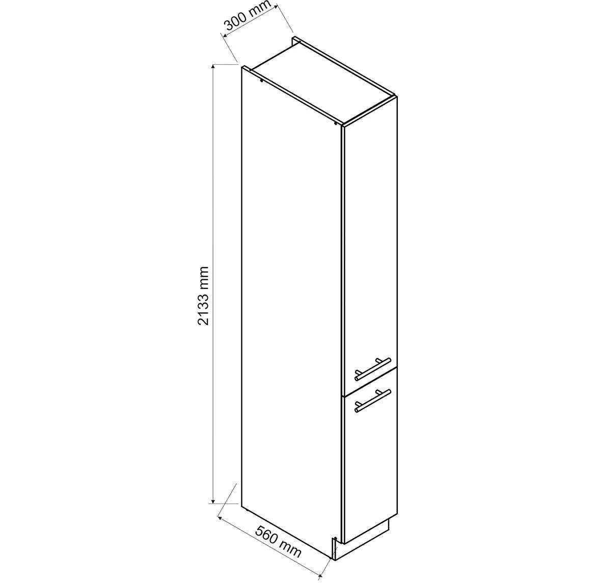 Emily D30 2133 kuhinjski element 2 vrata 30x56x213,3 cm beli