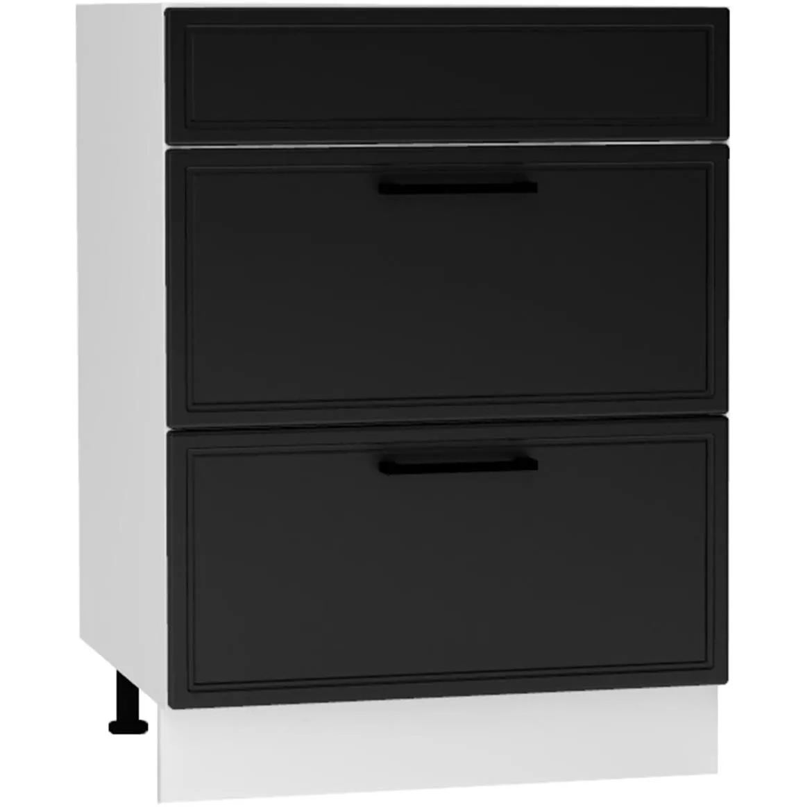 Emily D60PC S/2 ZASL kuhinjski element 3 fioke 60x52,4x82 cm belo/crni
