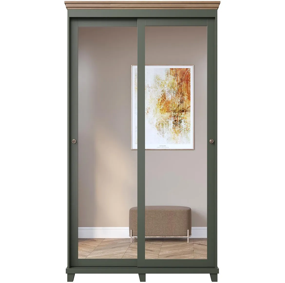 Evora 54 ormar 2klizna vrata 120x50x216 hrast lafkas/zeleni