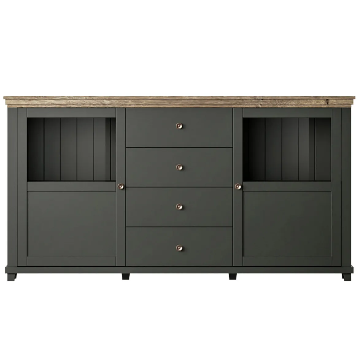 Evora komoda 2 vrata + 4 fioke 181x42x93 cm zeleni/tamni hrast