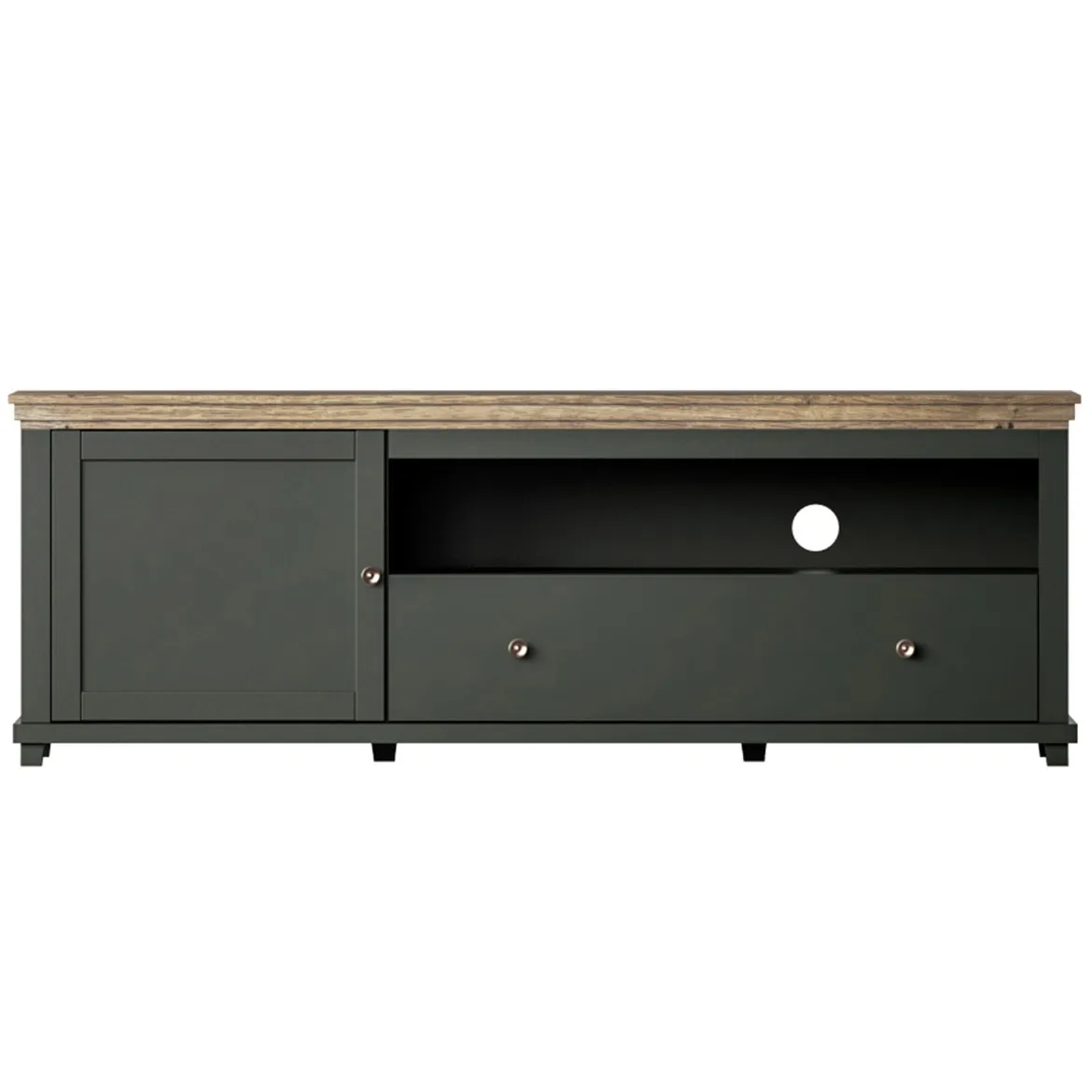 Evora TV komoda 1 vrata + 1 fioka + 1 otvor 181x49x61 cm zeleni / tamni hrast