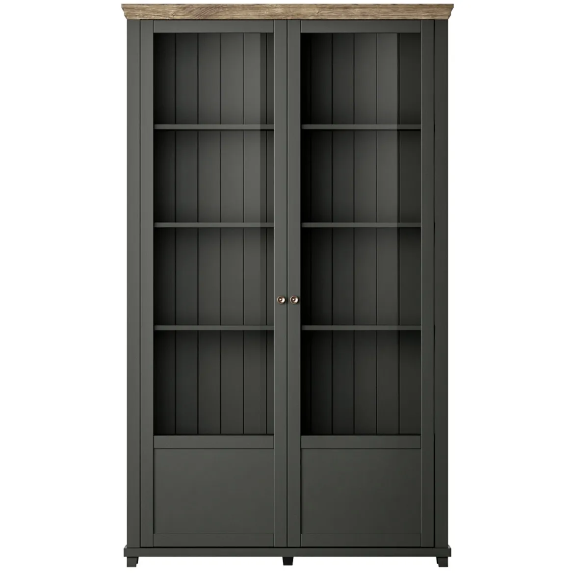 Evora vitrina 2 vrata 126x42x200 zelena/tamni hrast