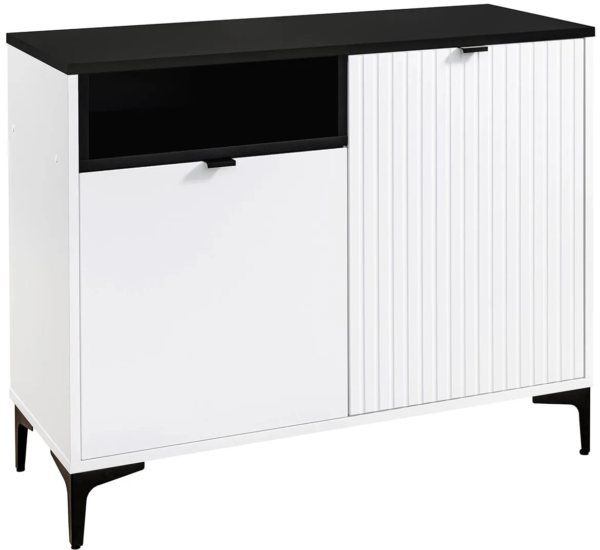 Fabio 2D komoda 2vrata 105,7x40,5x83,5 bela/crni top