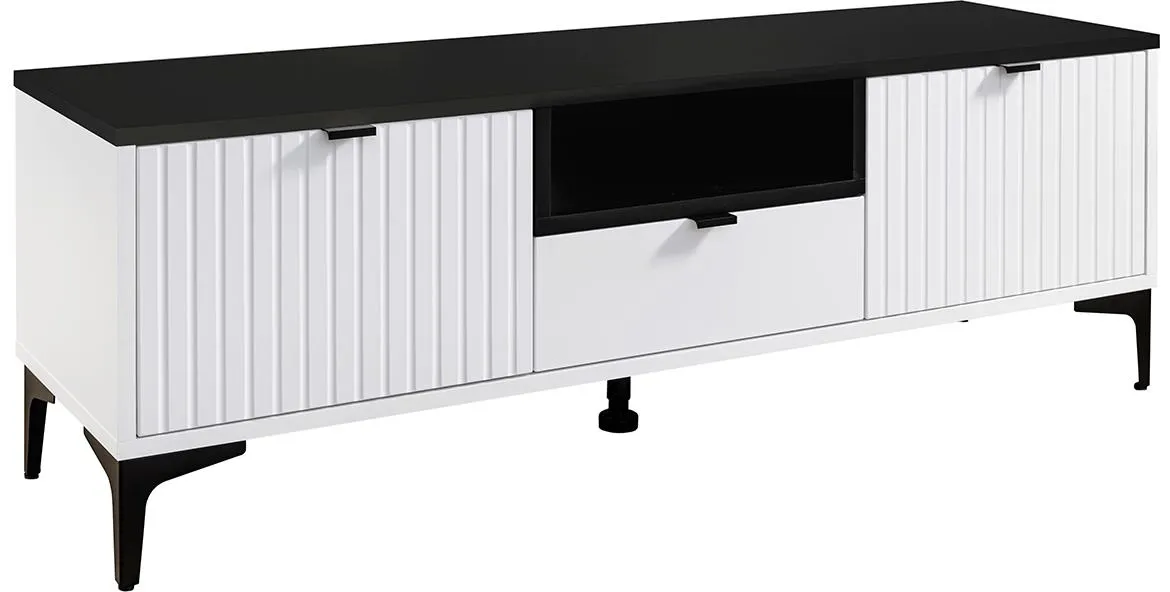 Fabio 2D1S TV stalak 2vrata+1fioka137,9x40,5x46,5 beli/crni top