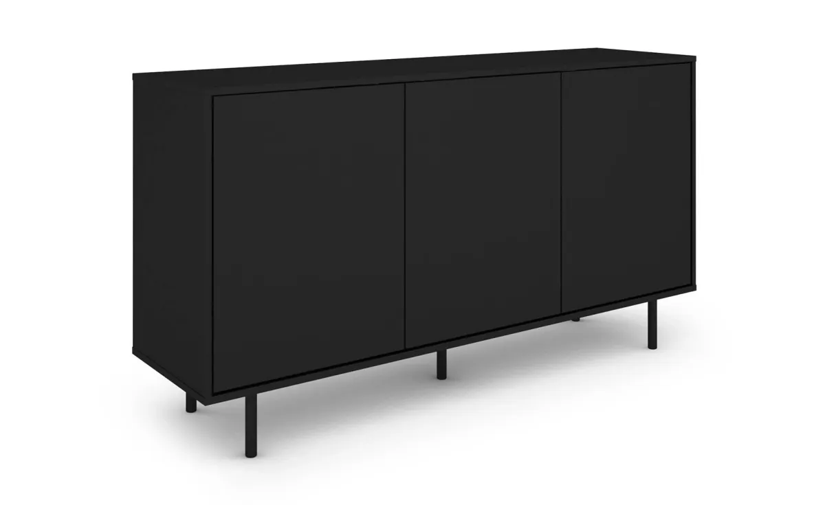 Flax komoda 3 vrata 150x40x81 cm crna