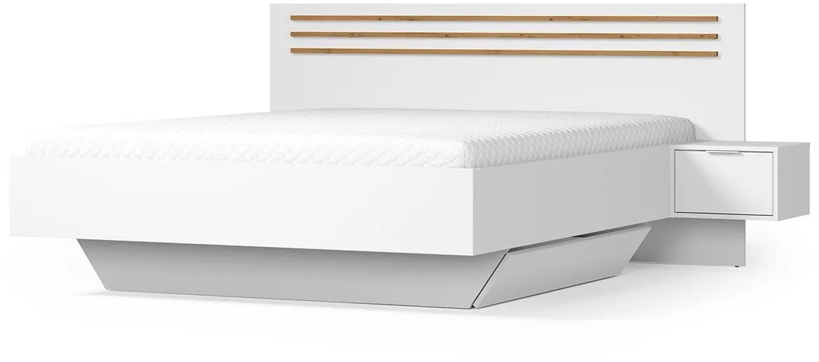 Florence 180 krevet bez podnice s 2 nocna ormarica 265,2x204,4x95,2  Bela/Artisani hrast