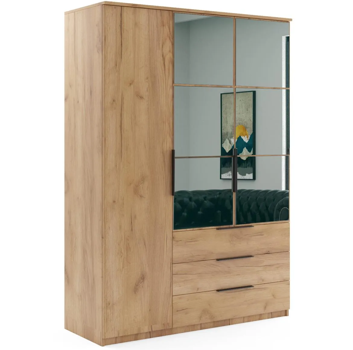 Florence ormar 3vrata + 3fioke 150x60x215 craft zlatni