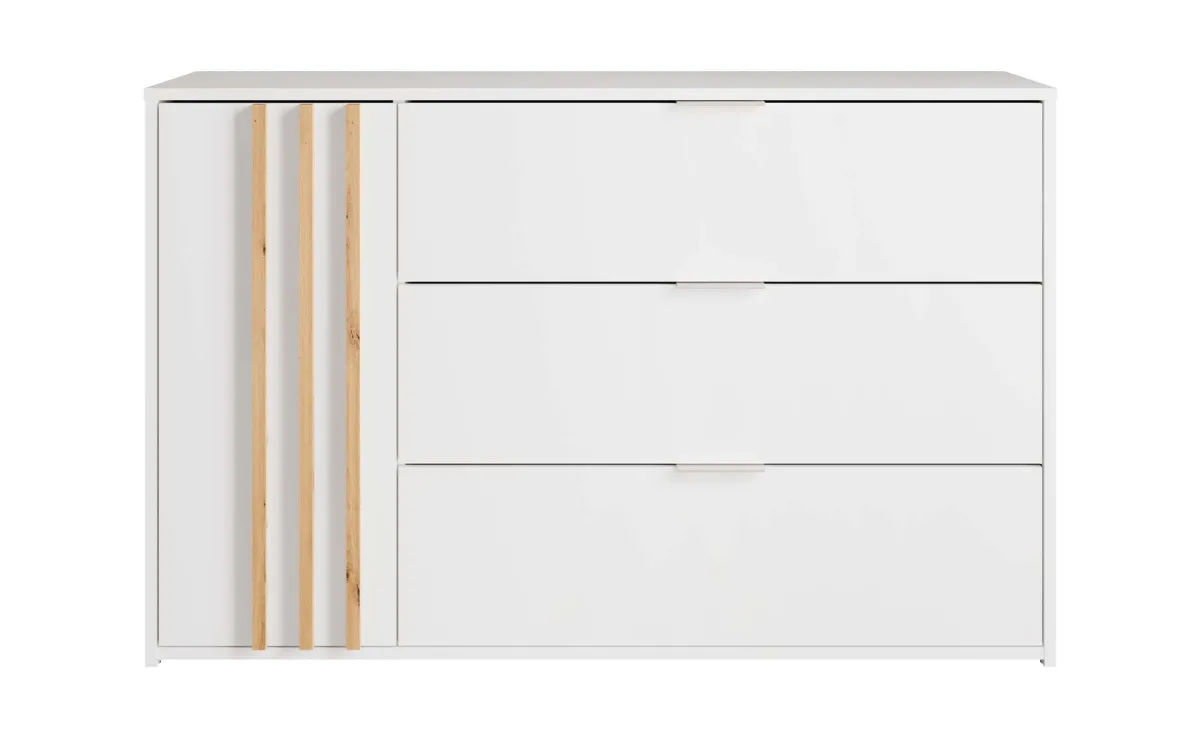FLORENCJA KOMODA 1V+3F 125X79,5X35 BELA/HRAST
