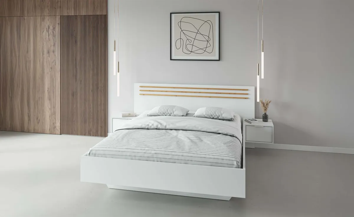 FLORENCJA KREVET+2 NOĆNA ORMARIĆA 245X204X96 BELI/HRAST