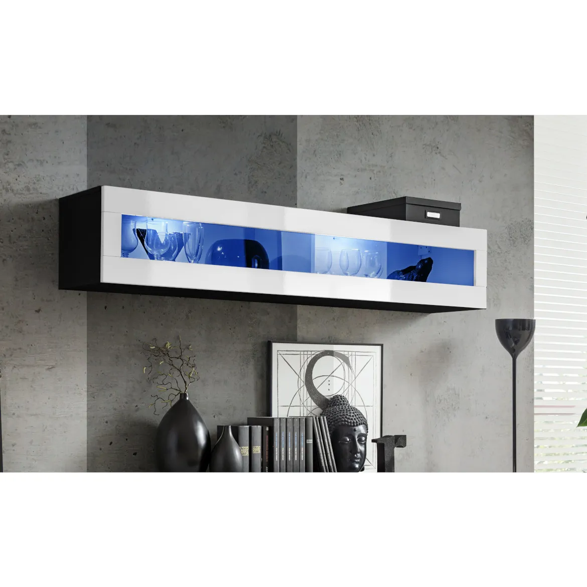 Fly viseci element 1 vrata 160x29x30 belo/crni