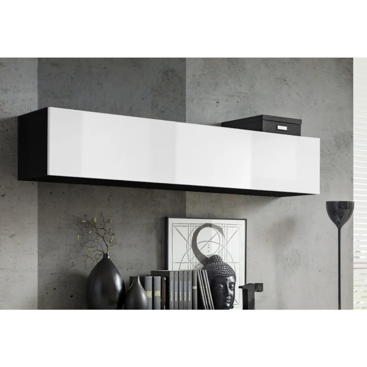Fly viseci element 1 vrata 160x29x30 belo/crni
