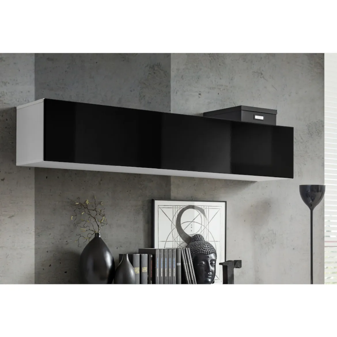 Fly viseci element 1 vrata 160x29x30 crno/beli