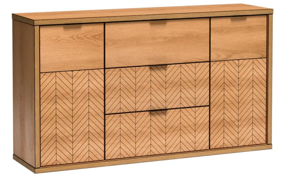 Fonti F3 komoda 2 vrata+3 fioke 158x40,6x90 cm natur