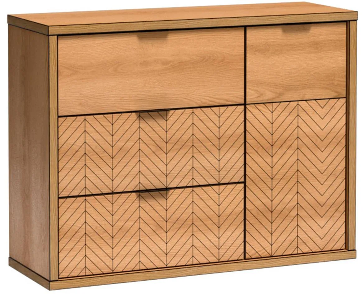 Fonti F5 komoda 1 vrata+3 fioke 117,5x40,6x90 cm natur
