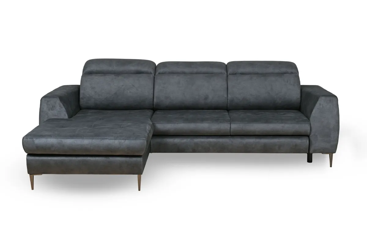 Forte ugaona garnitura sa ležajem i prostorom za odlaganje 267x196x103 cm tamno siva leva