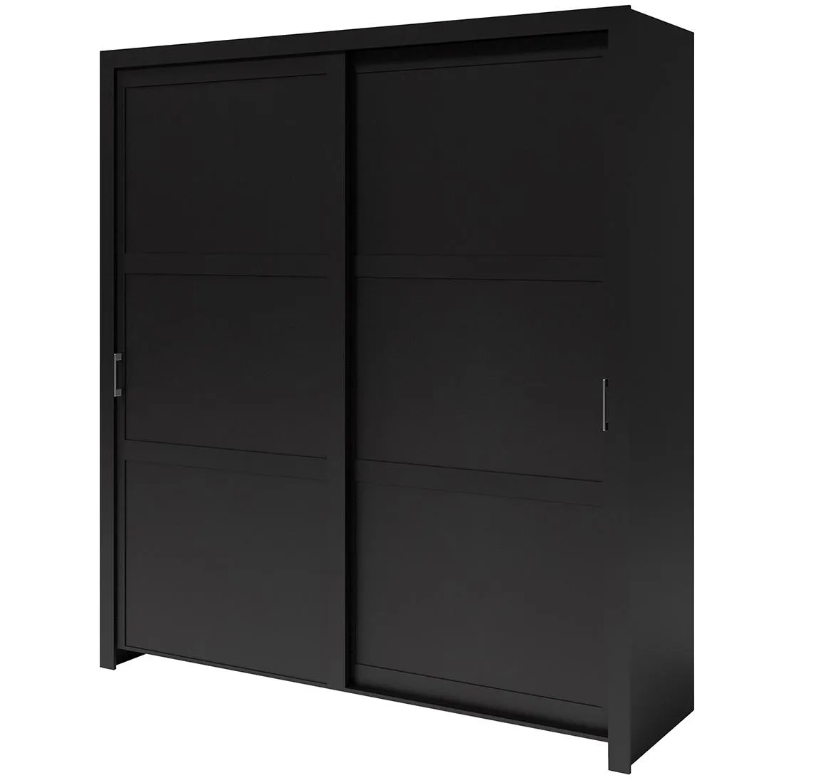 Frama klizni ormar 2 vrata 185x60x206 cm crni/srebrne ruckice
