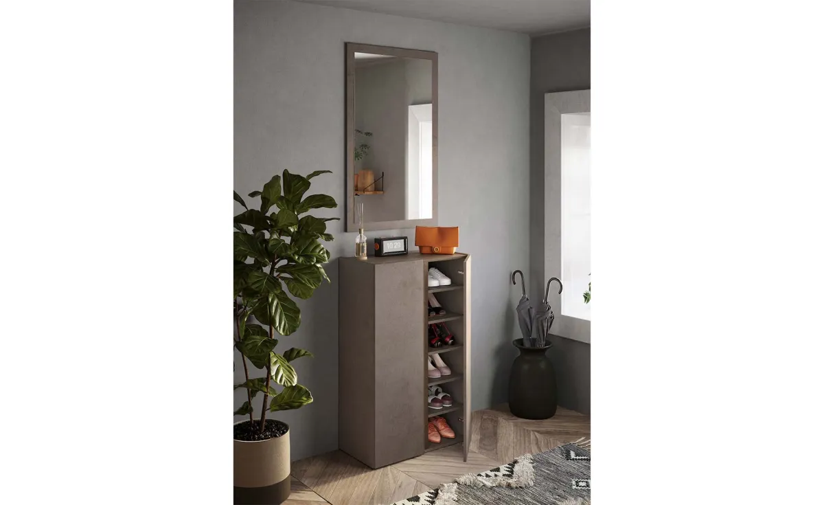 Frame cipelarnik 2 vrata + ogledalo 70x35x185 cm bronza