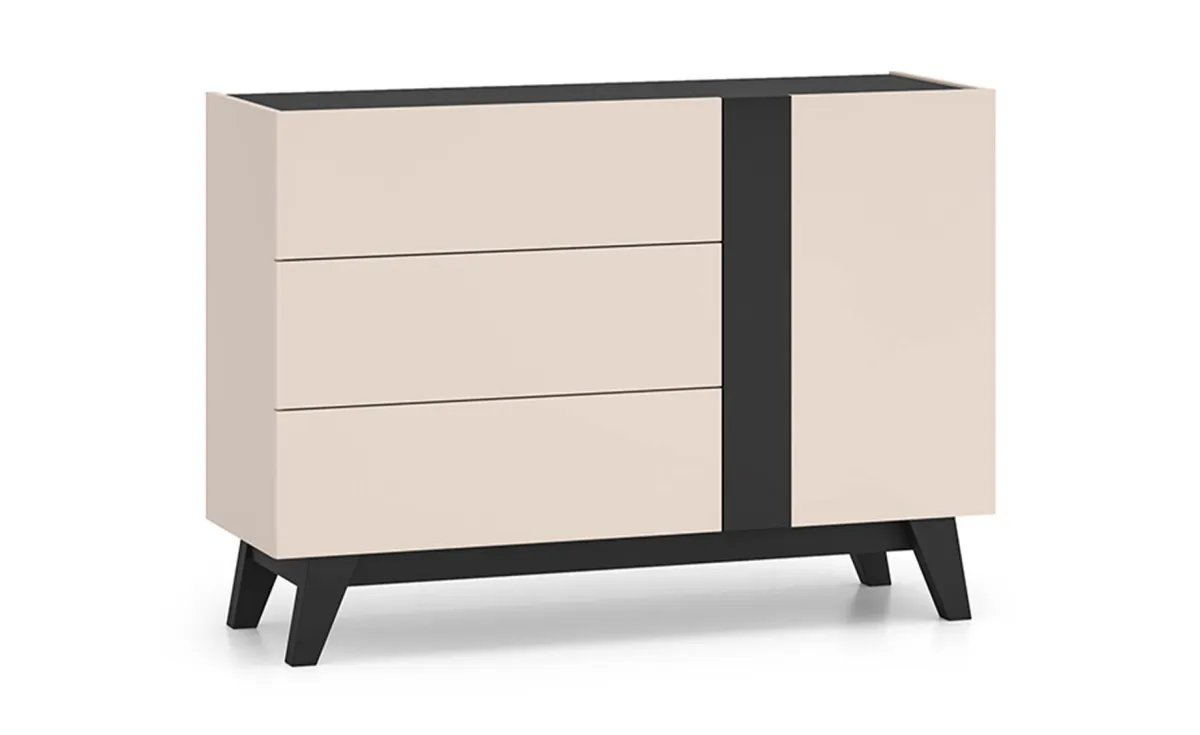 Freshion komoda 1 vrata + 3 fioke 120x40x85 cm kašmir / crna