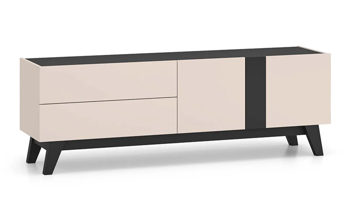 Freshion tv komoda 2 vrata + 2 fioke 160x40x55 cm kašmir / crna