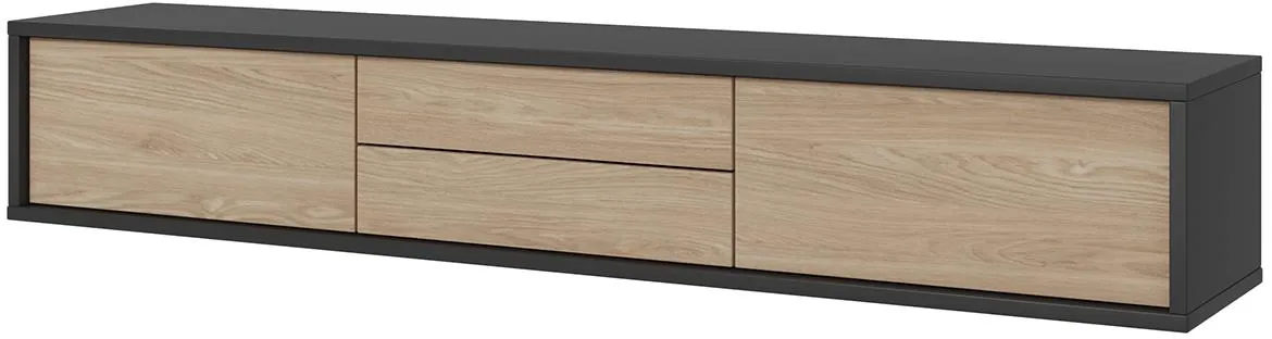 Frida 2k2s 39 TV komoda 2vrata+2fioke 180x36x32 antracit/hrast nauljeni