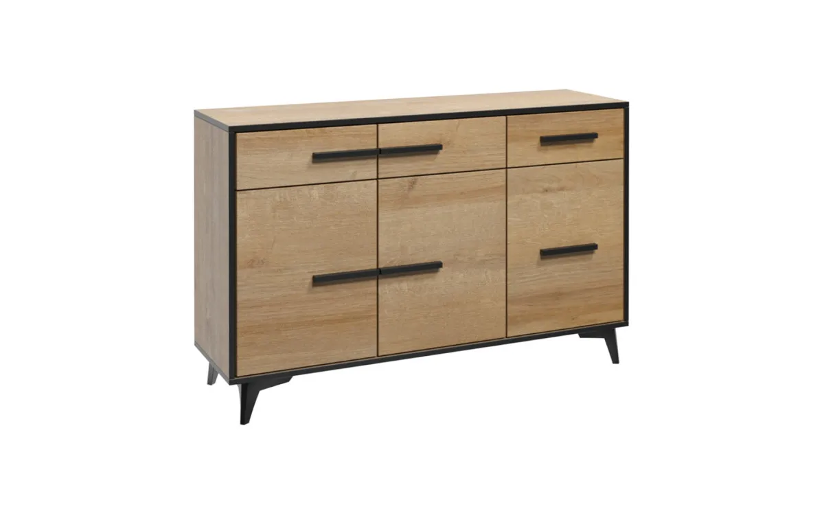 Frida komoda 3 vrata + 3 fioke 135x40x86 cm hrast
