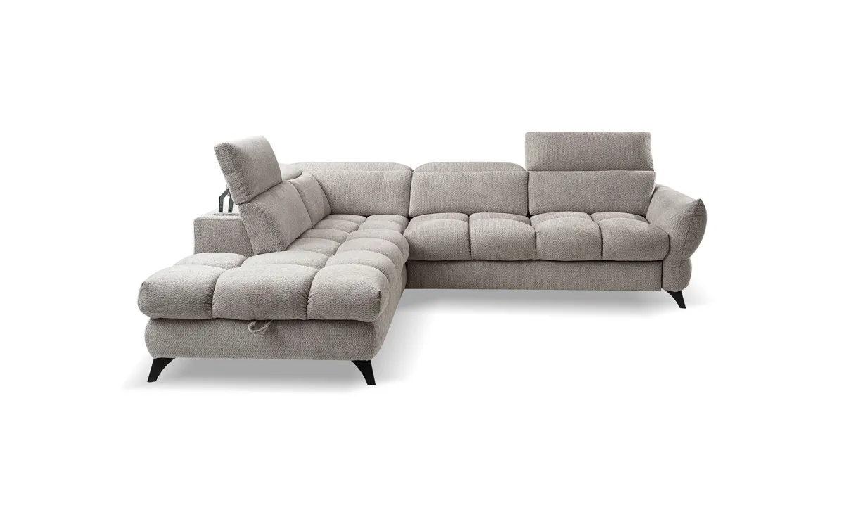 Fubu ugaona garnitura sa ležajem 263x234x73/95 cm svetlo siva leva