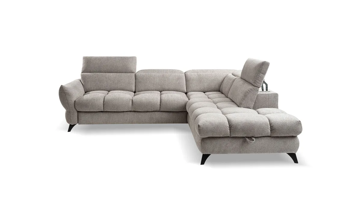 Fubu ugaona garnitura sa ležajem 263x234x73/95 cm svetlo siva desna