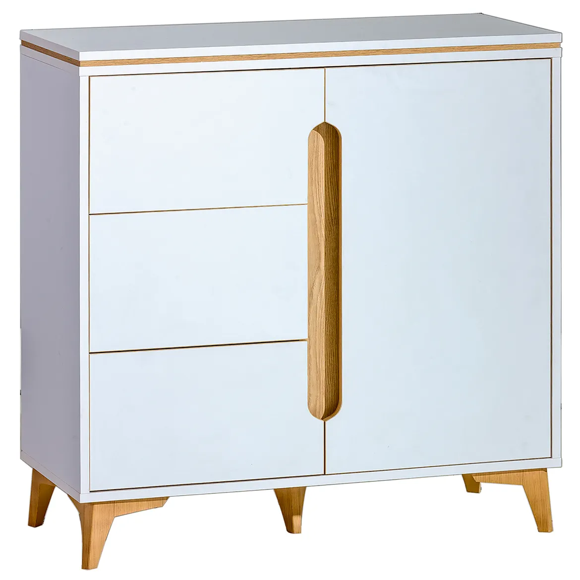 Gappa komoda 3 fioke + 1 vrata 90x40x90,6 cm bela/natur
