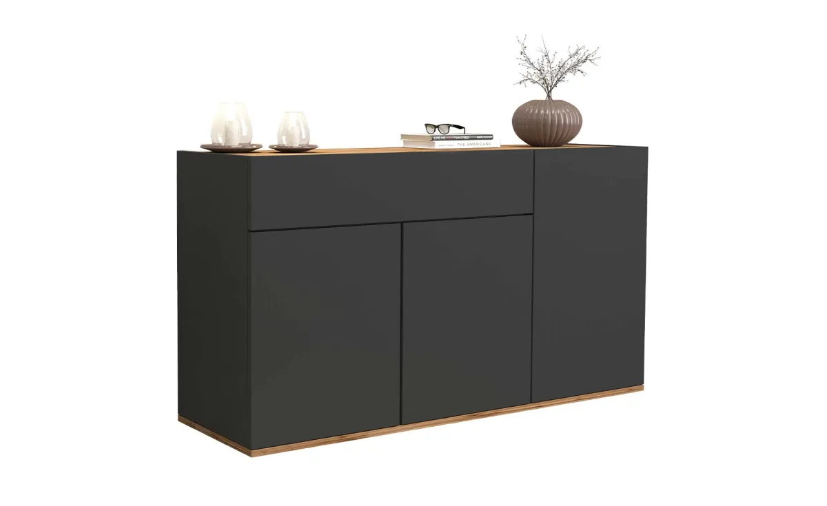Garda komoda 3 vrata +1 fioka 120x35x70 cm antracit/hrast