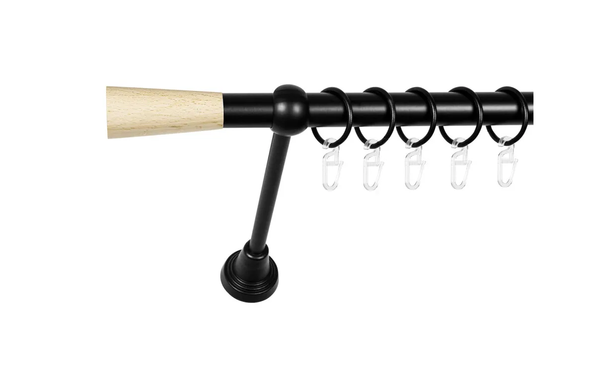 Garnišna Zylinder Jednostruka 160cm, Drvo/Metal, Crna, Ø19mm