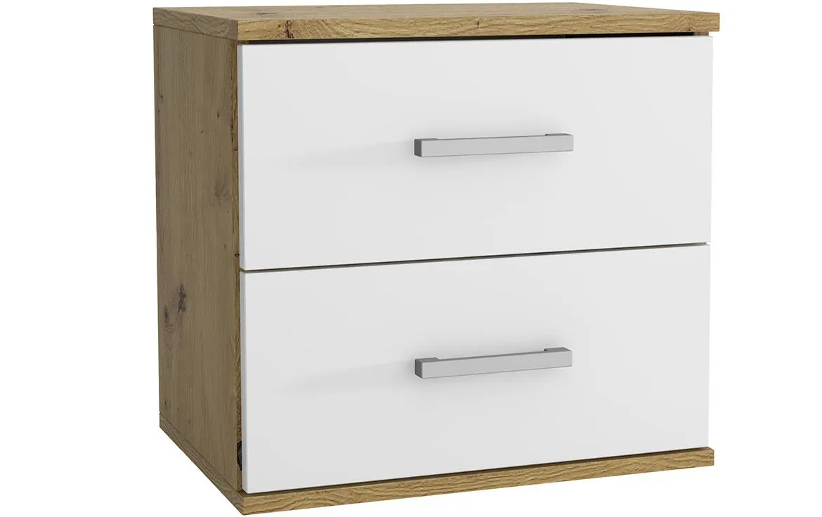 Goda II nocni ormaric 2 fioke 50x35x48 cm natur (artisan hrast)/beli