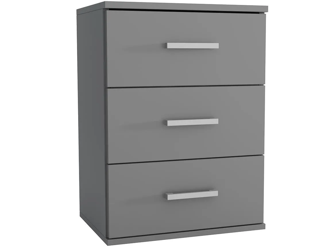 Goda III nocni ormaric 3 fioke 48x35x63 cm sivi