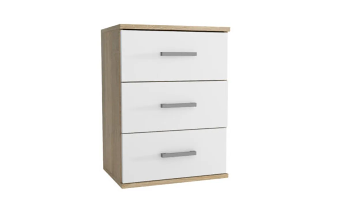 Goda noćni ormarić 3 fioke 48x35x64 cm sonoma / bela