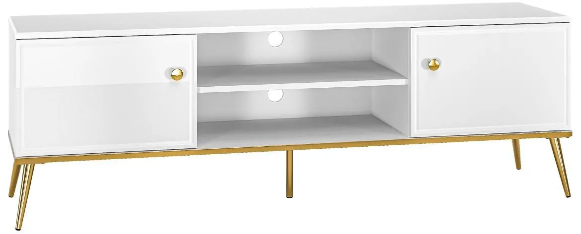 Goldin 06 TV komoda 2 vrata+2 otvora 160x40x53 cm beli visoki sjaj