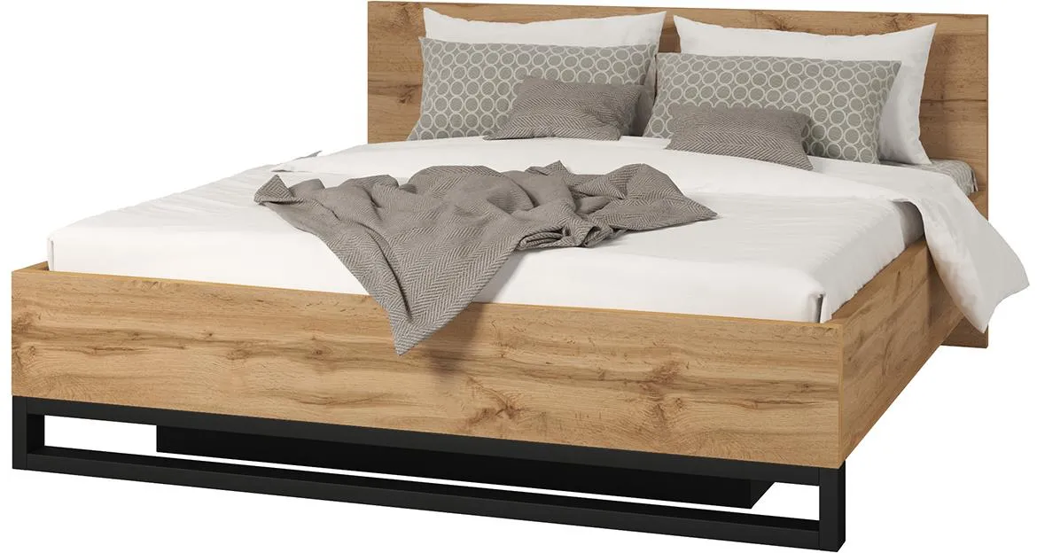 Halle S 52 180/200 krevet s podiznom podnicom i prostorom za odlaganje 188x209x94 wotan hrast