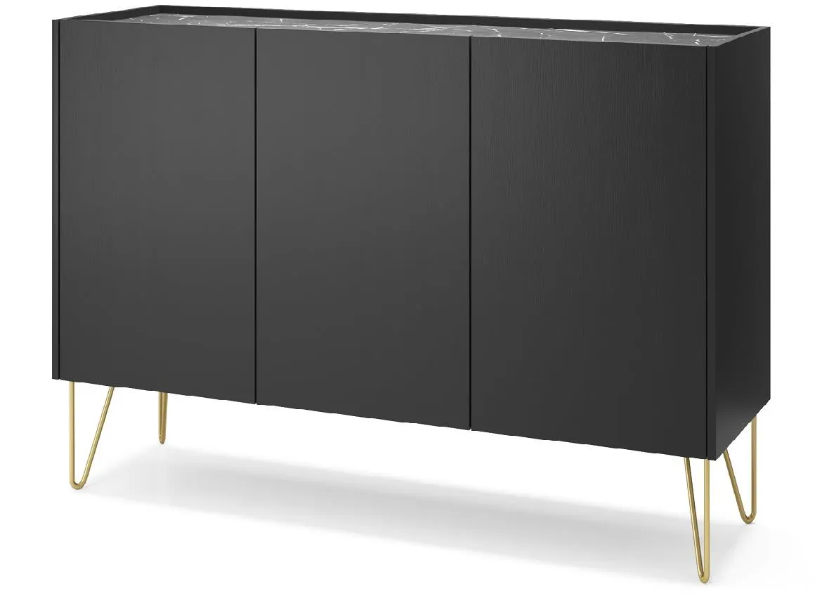 Harmony K144 komoda 3 vrata 144x37x83 cm crna