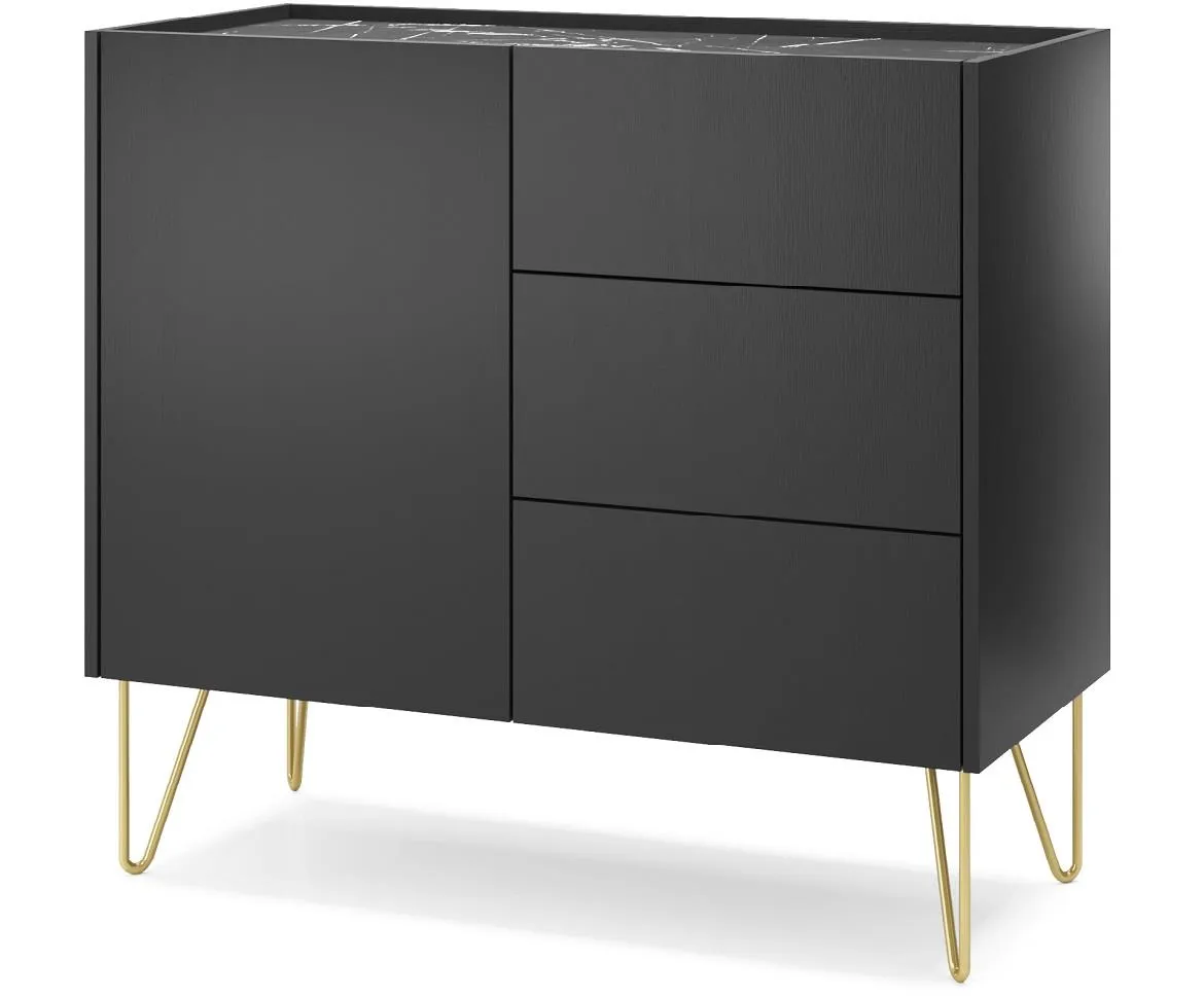 Harmony KSZ97 komoda 1 vrata+3 fioke 97x37x83 cm crna
