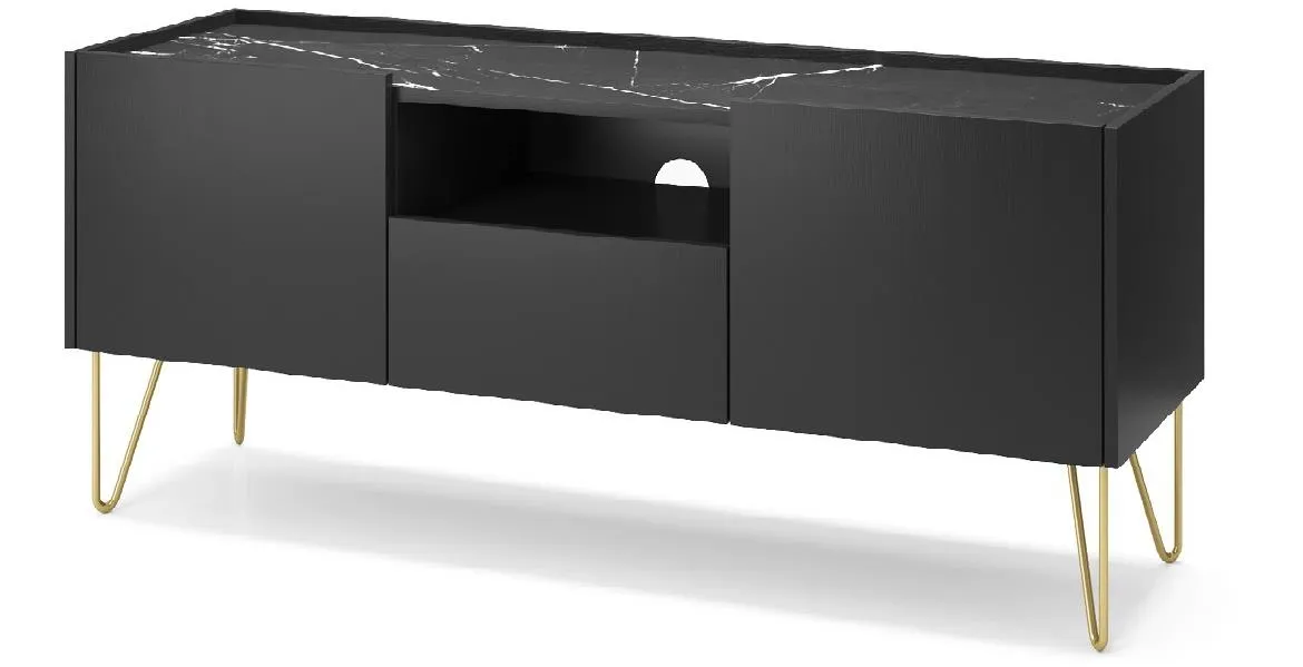 Harmony TV komoda 2 vrata+1 fioka+otvor 144x37x55 cm crni