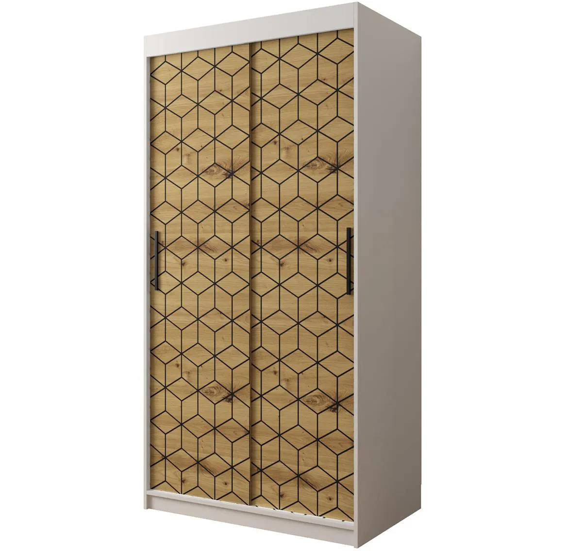 Hexagon ormar 2 vrata 100x62x200 cm natur (artisan hrast)/beli