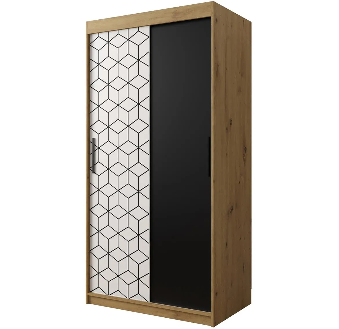 Hexagon ormar 2 vrata 100x62x200 cm natur (artisan hrast)/crni/beli