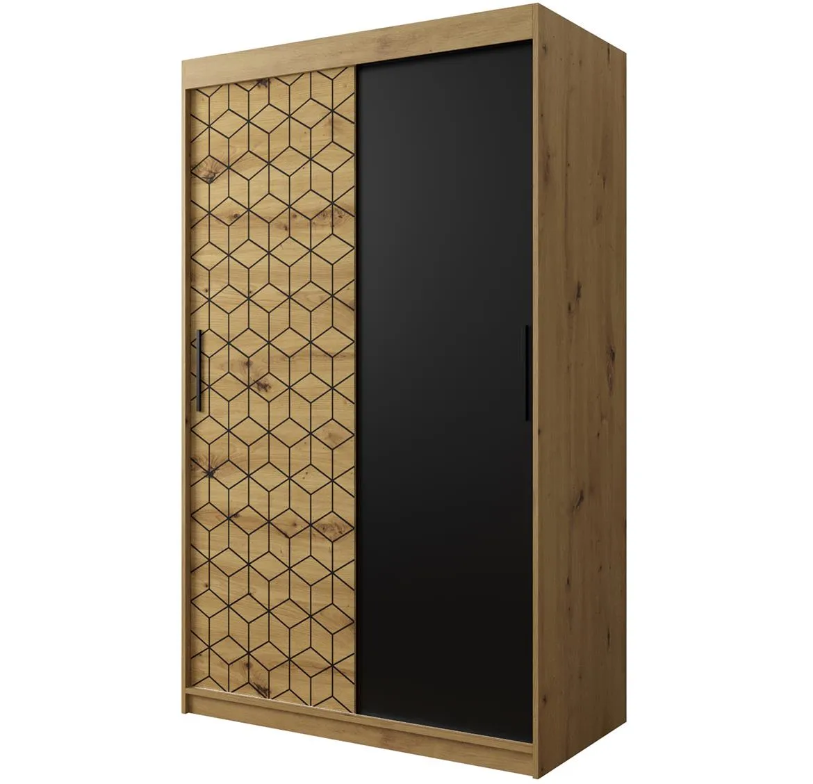 Hexagon ormar 2 vrata 120x62x200 cm natur (artisan hrast)/crni