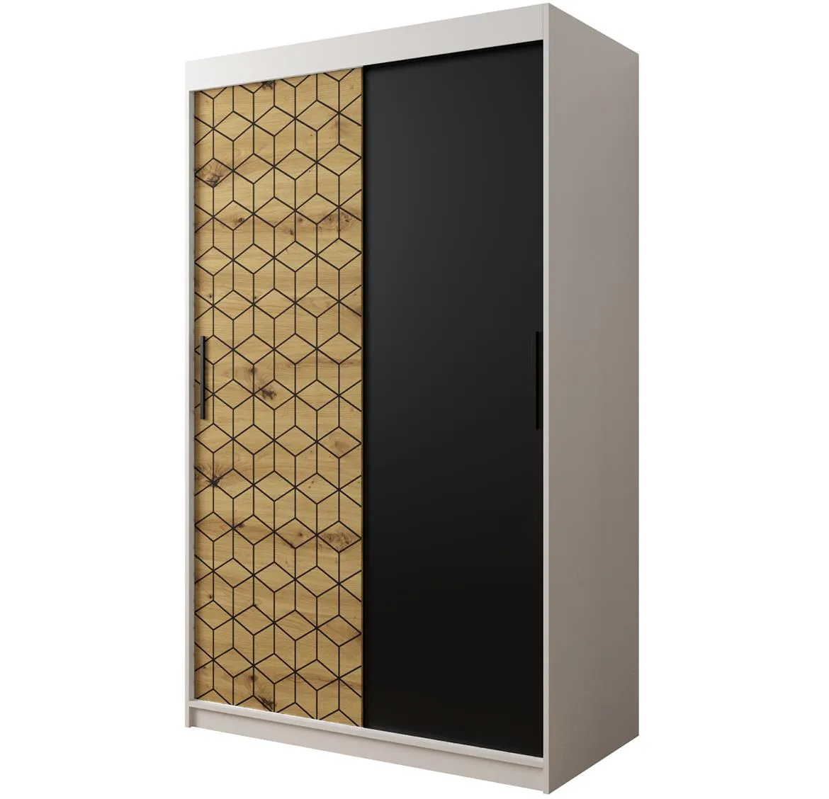 Hexagon ormar 2 vrata 120x62x200 cm natur (artisan hrast)/crni/beli
