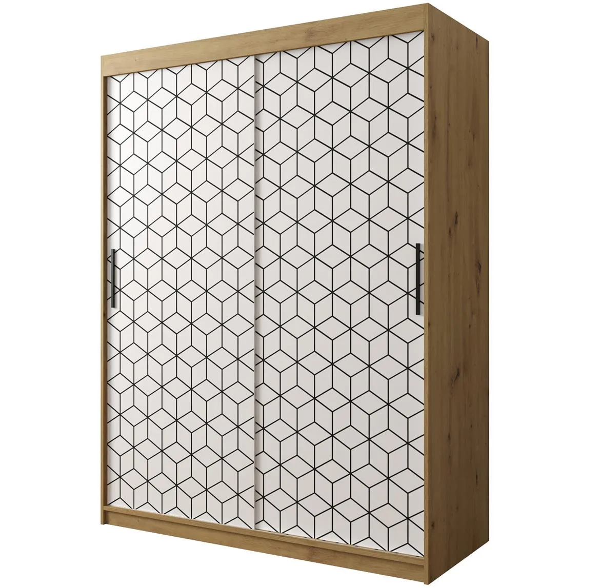 Hexagon ormar 2 vrata 150x62x200 cm natur (artisan hrast)/beli