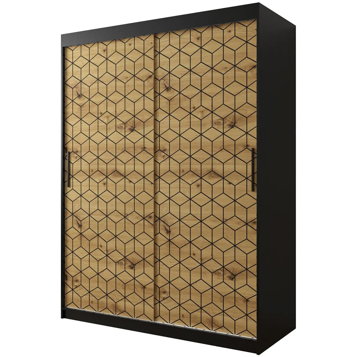 Hexagon ormar 2 vrata 150x62x200 cm natur (artisan hrast)/crni